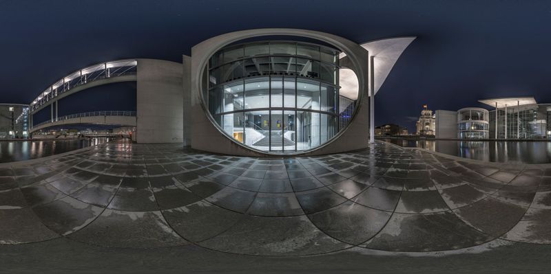 Concrete Road Under Urban Night Sky HDRi Maps and Backplates