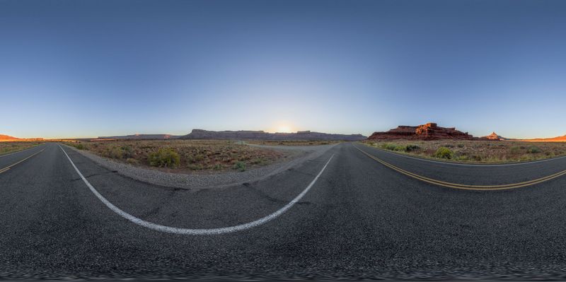 Curved Asphalt Road: Sunset in the Valley, Mountain Range HDRi Maps and ...