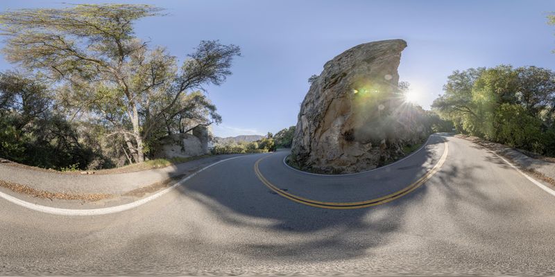 Curved Mountain Road: A Scenic Landscape HDRi Maps and Backplates