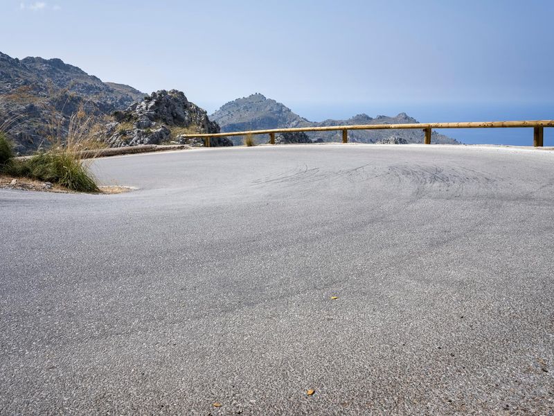 Curved Mountain Road in Spain with Coastal View HDRi Maps and Backplates