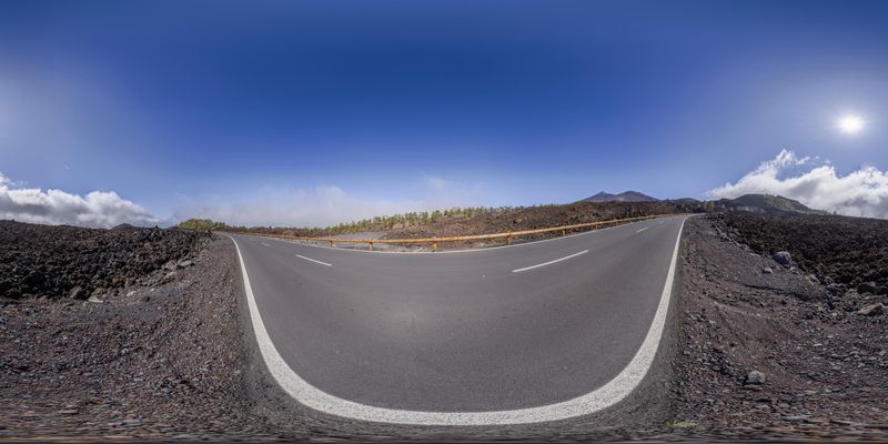 Curved Mountain Road in Tenerife, Spain HDRi Maps and Backplates