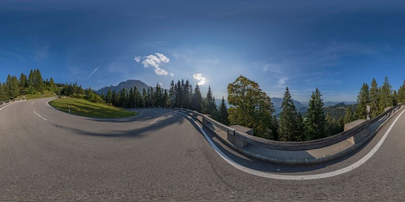 Curved Road in the Austrian Highlands HDRi Maps and Backplates
