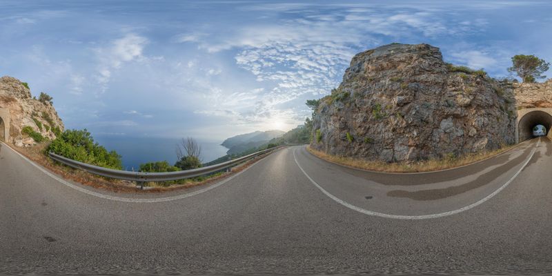 Curved Road near Cliff and Sea in Spain's Balearic Islands HDRi Maps ...