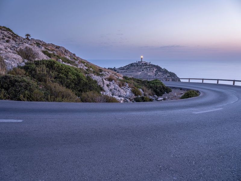 Curved Roadway in Mallorca Spain Coastal Landscape HDRi Maps and Backplates