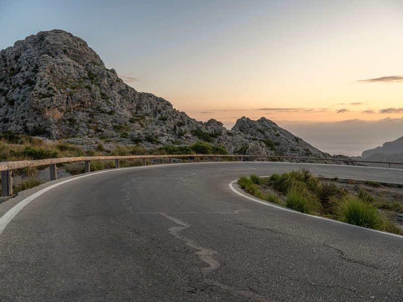 Curving Asphalt Road in Majorca, Spain HDRi Maps and Backplates