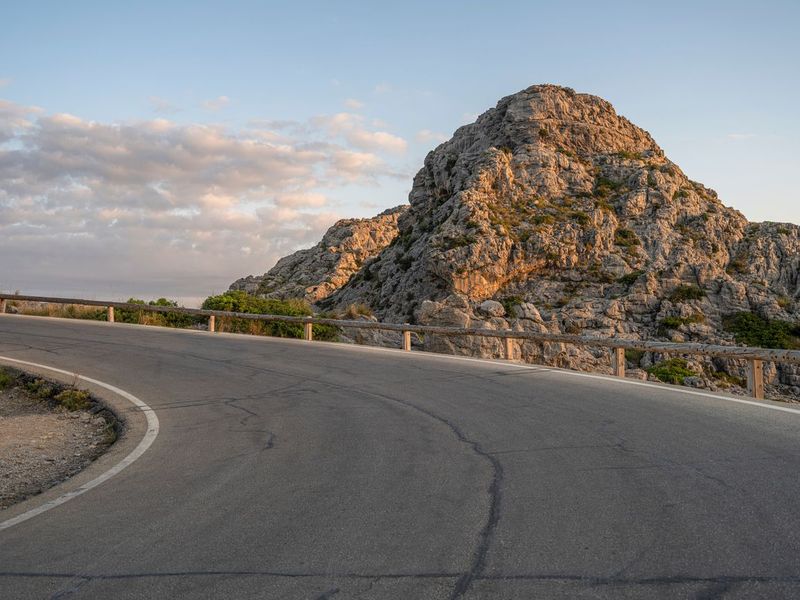 Curving Asphalt Road in Majorca, Spain at Dawn HDRi Maps and Backplates