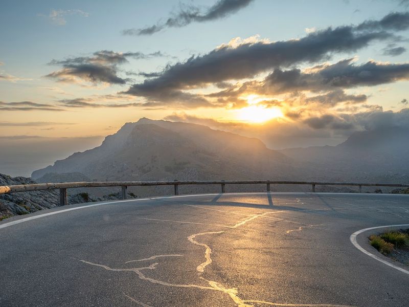 Curving Road in Majorca, Balearic Islands at Dawn HDRi Maps and Backplates