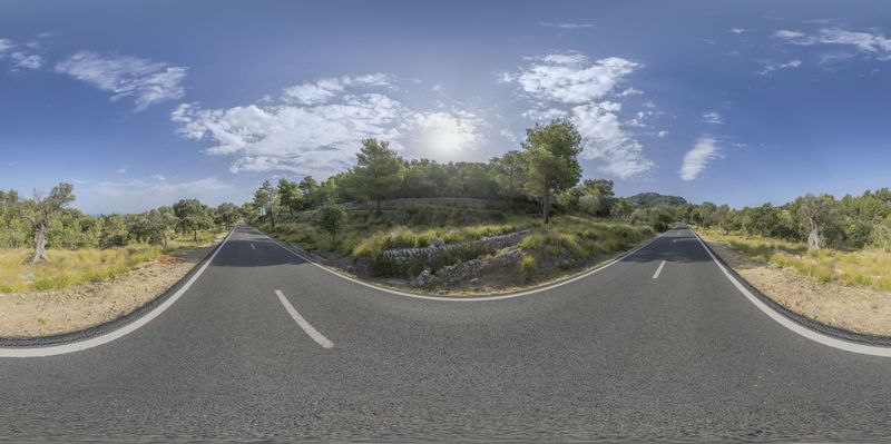 Straight Down the Road in Mallorca, Spain HDRi Maps and Backplates