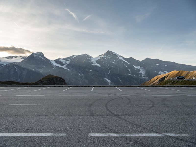 Dawn over Austria Highlands on Asphalt Road HDRi Maps and Backplates