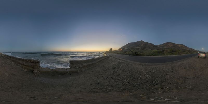 Dawn on a Coastal Road: A Mesmerizing Ocean Landscape HDRi Maps and ...