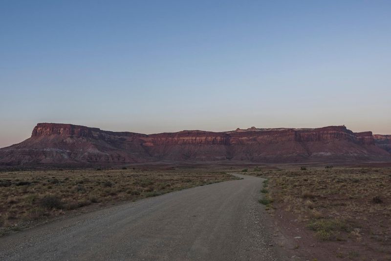 Dawn Over Desert Road and Low-Lying Mountains HDRi Maps and Backplates