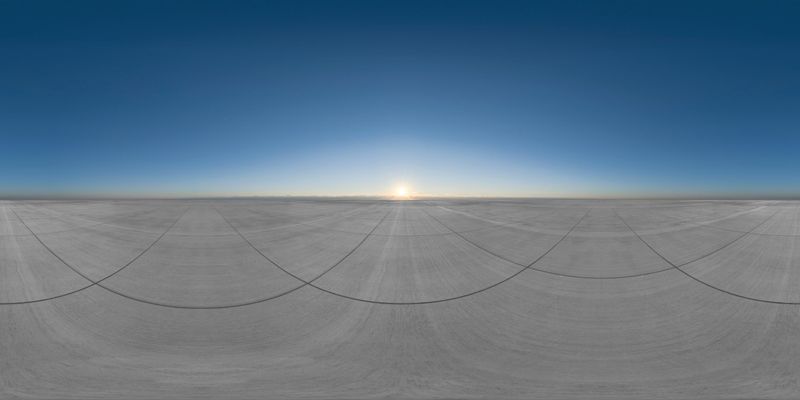 Dawn Landscape: An Open Space with the Sun Setting HDRi Maps and Backplates