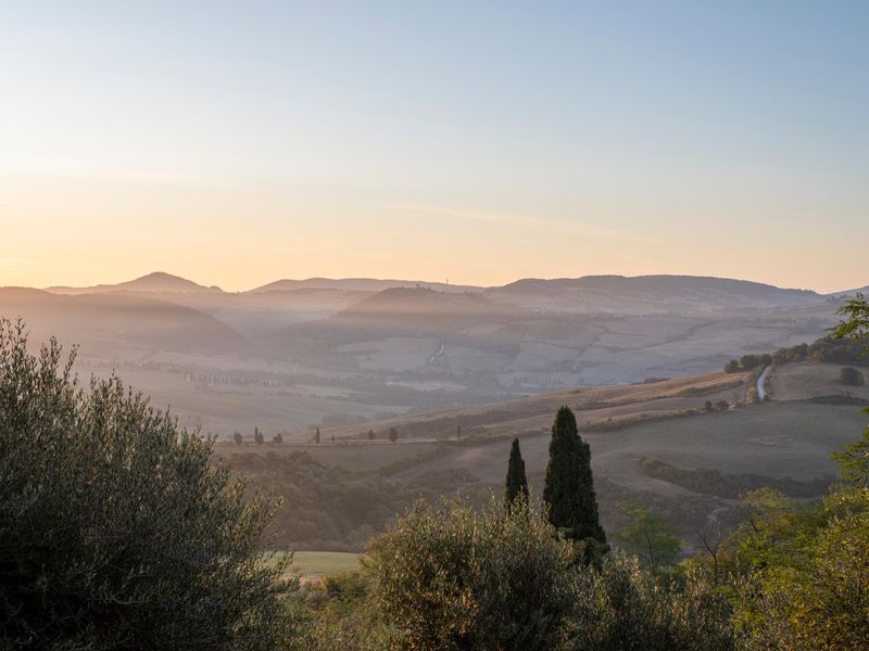Dawn Overlooking the Beautiful Tuscany Landscape HDRi Maps and Backplates