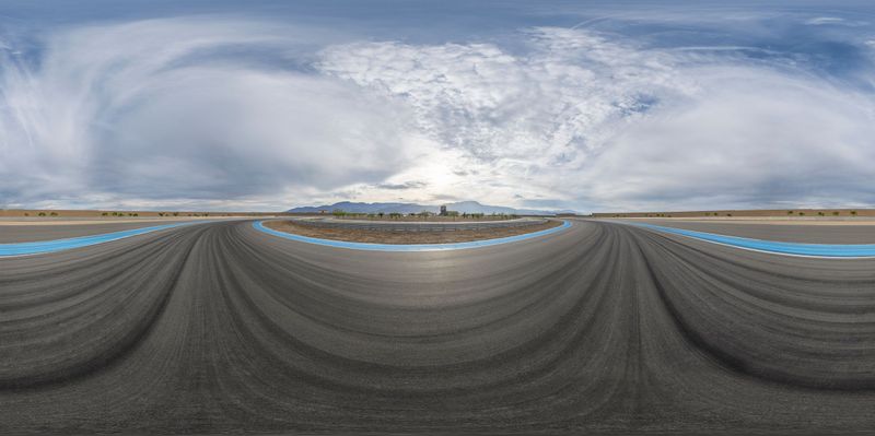 Dawn in the USA: Asphalt Curve with Sun HDRi Maps and Backplates
