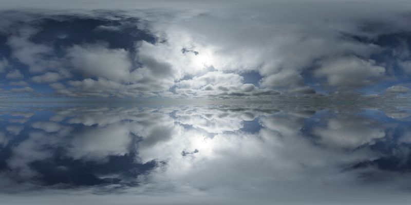 Daytime Cloudy Sky Dome Landscape HDRi Maps and Backplates