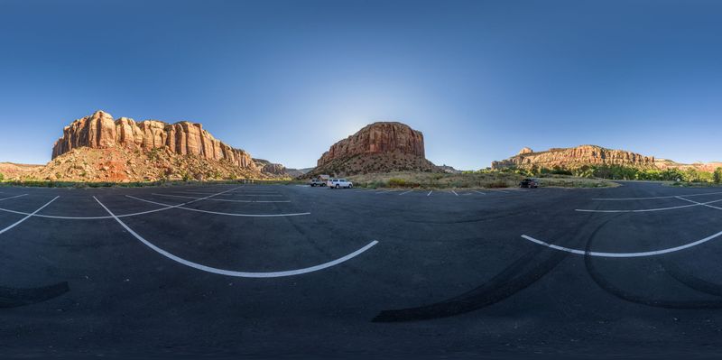 Desert Parking Lot at Dawn: A Panoramic View HDRi Maps and Backplates