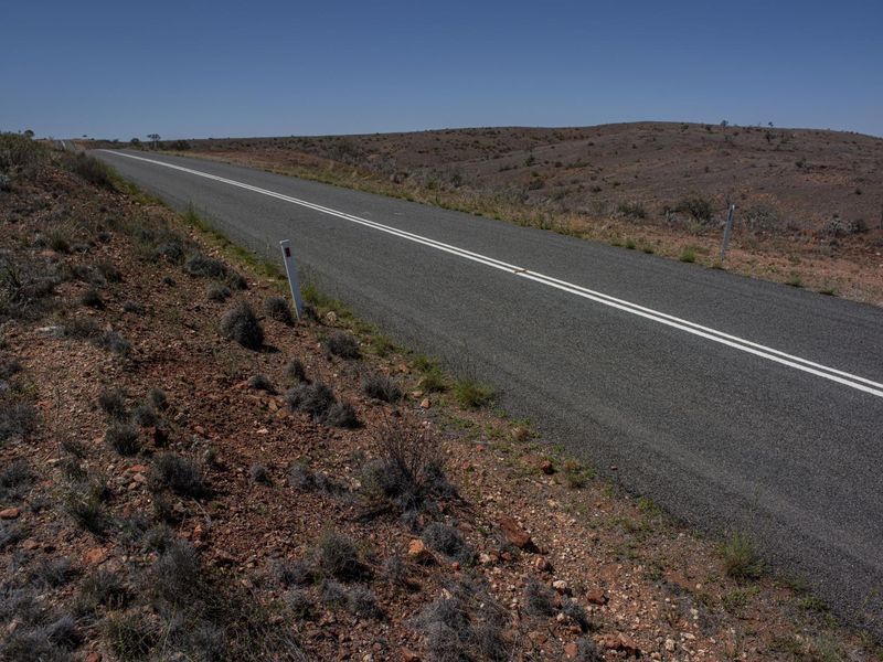 Desert Road Through Empty Open Landscape HDRi Maps and Backplates