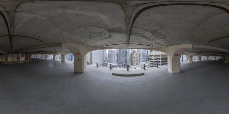 Downtown Chicago Parking Garage with Arches HDRi Maps and Backplates