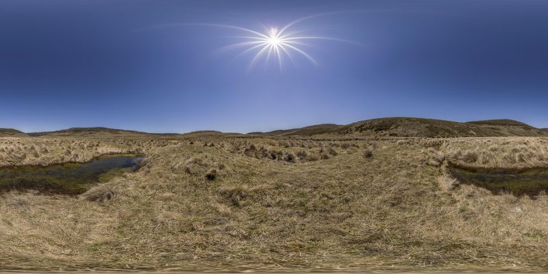 Dry Grass Fields and Stream Landscape HDRi Maps and Backplates