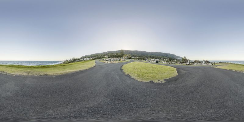 Straight Road through Lush Green Landscape HDRi Maps and Backplates