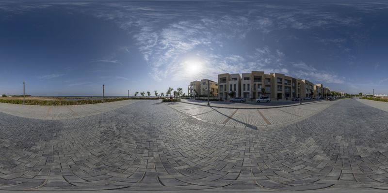 Egypt's Straight Road with Modern Architecture HDRi Maps and Backplates