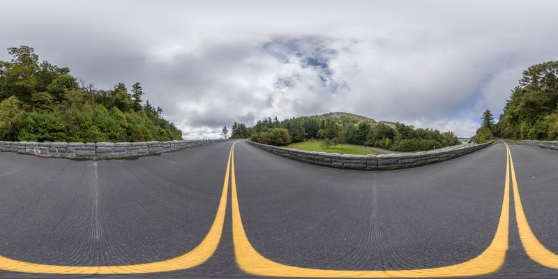 Elevated Road with Grey Sky and Green Vegetation HDRi Maps and Backplates