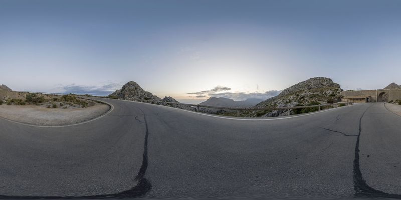 Elevated Road in Majorca, Spain at Dawn HDRi Maps and Backplates
