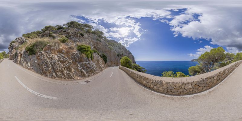 Elevated View of Coastal Road in Mallorca HDRi Maps and Backplates
