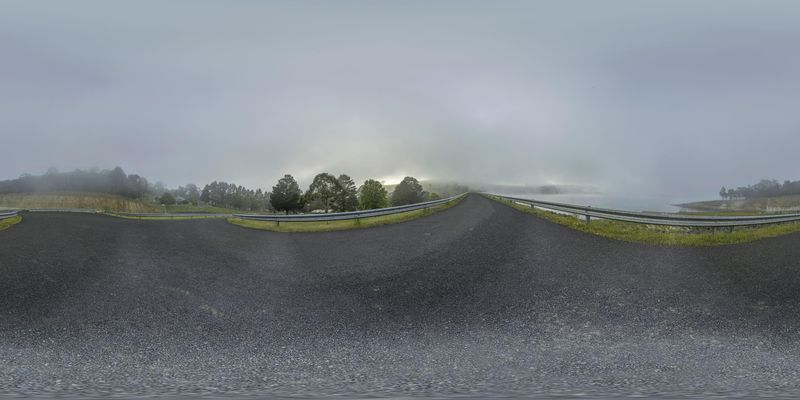 Empty Country Road in a Rainy Landscape HDRi Maps and Backplates