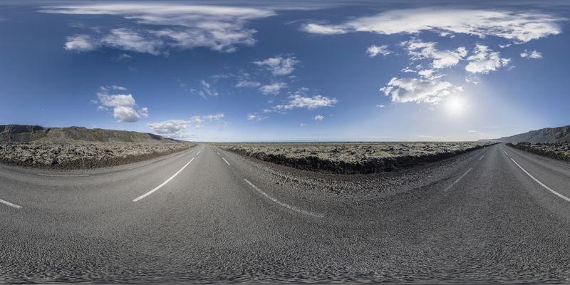Empty Desert Plain: Roads and Sunrise in Iceland HDRi Maps and Backplates