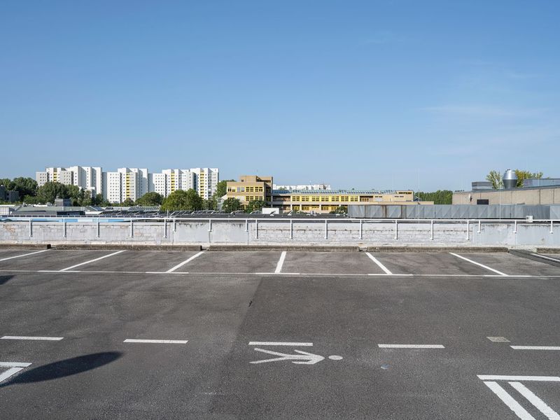 Empty Parking Lot in Berlin with City Buildings Background HDRi Maps ...