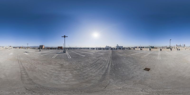 Empty Parking Lot in the City with Sun HDRi Maps and Backplates