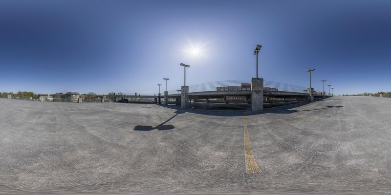 Empty Parking Lot in the City: Bathed in Sunshine HDRi Maps and Backplates