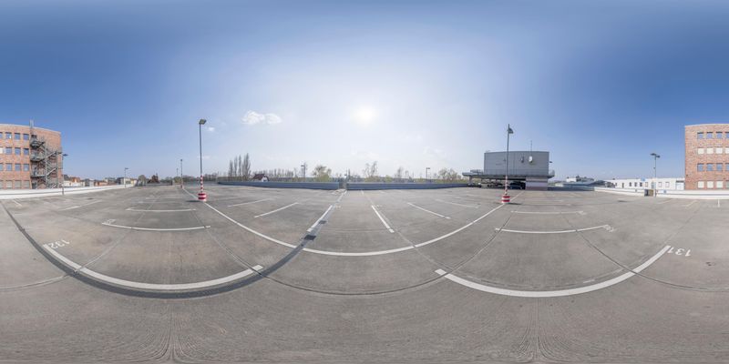 Empty Parking Lot in Downtown Berlin HDRi Maps and Backplates