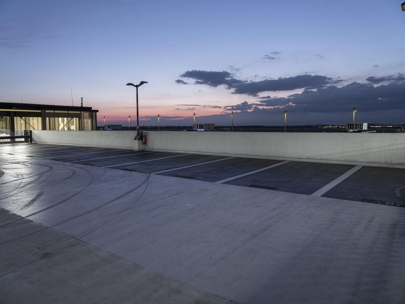 Empty Parking Lot at Dusk in Berlin, Germany HDRi Maps and Backplates