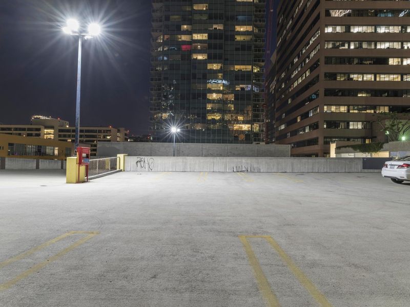 Empty Parking Lot at Night in Urban City HDRi Maps and Backplates