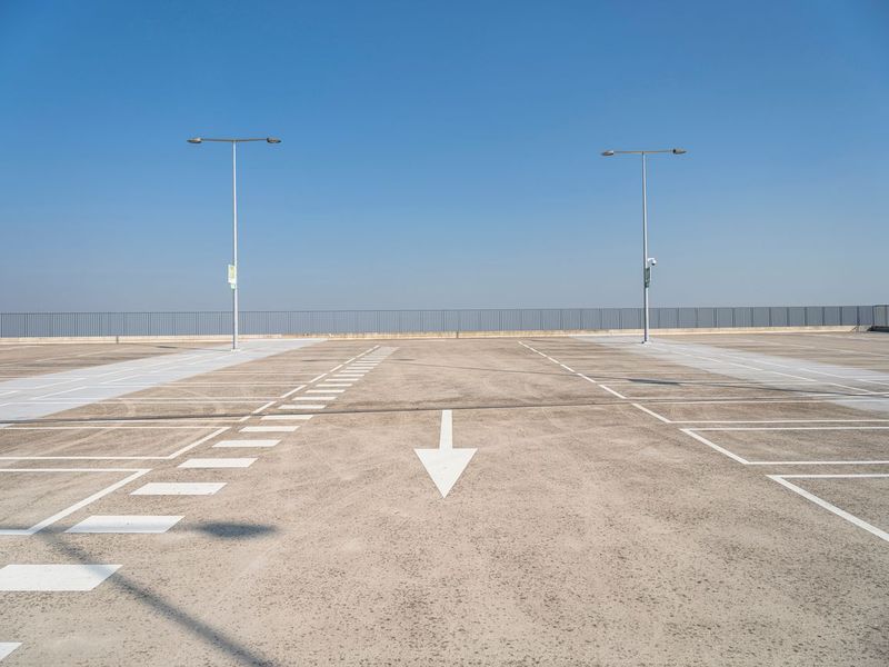 Empty Parking Lot with Street Lights on a Sunny Day HDRi Maps and ...