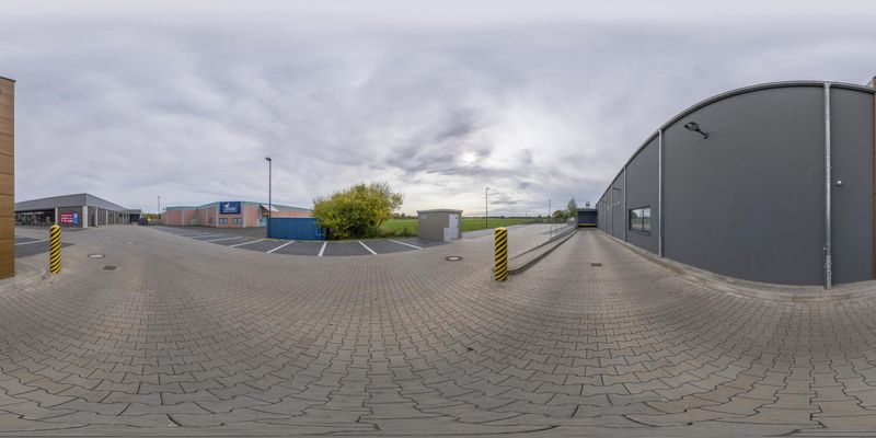 Empty Parking Lot in the Town Center of Berlin HDRi Maps and Backplates
