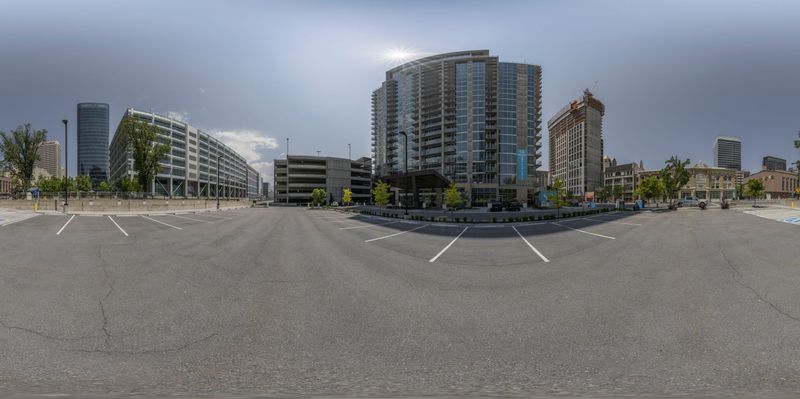Empty Parking Lot in an Urban Area: Salt Lake City HDRi Maps and Backplates