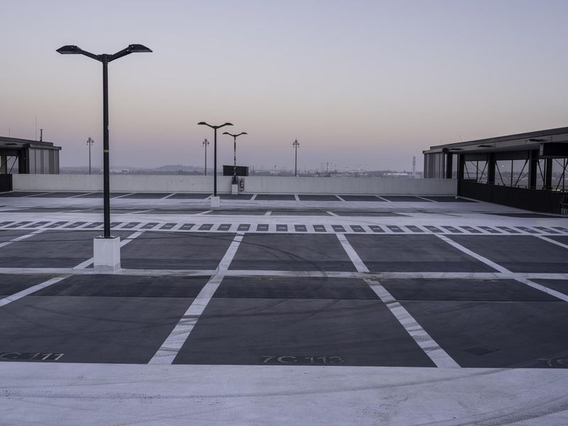 Empty Parking Lot with Urban Design and Cityscape Background HDRi Maps ...