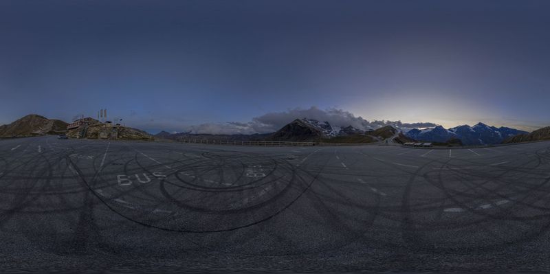 Empty Road in Austria with Mountains at Night HDRi Maps and Backplates