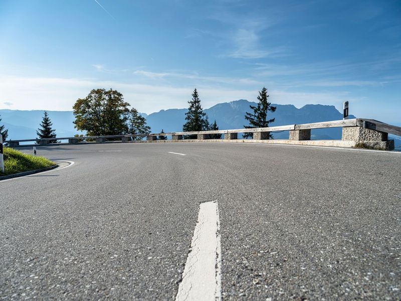 Empty Road in Austrian Mountains with Green Vegetation and Clear Sky ...