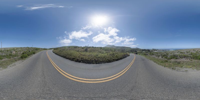 Empty Road in California with Mountain View HDRi Maps and Backplates