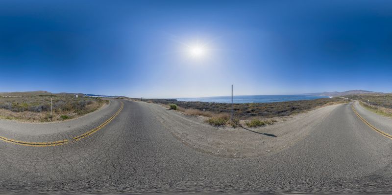 Empty Road in Montaña de Oro, California HDRi Maps and Backplates
