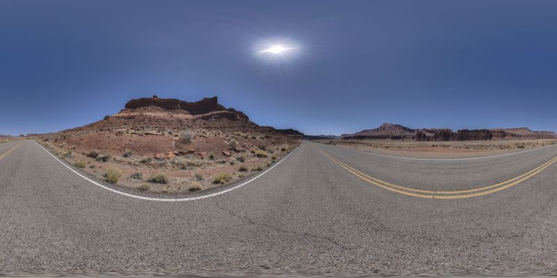 An Empty Road Near a Mountain Range in Utah, USA HDRi Maps and Backplates