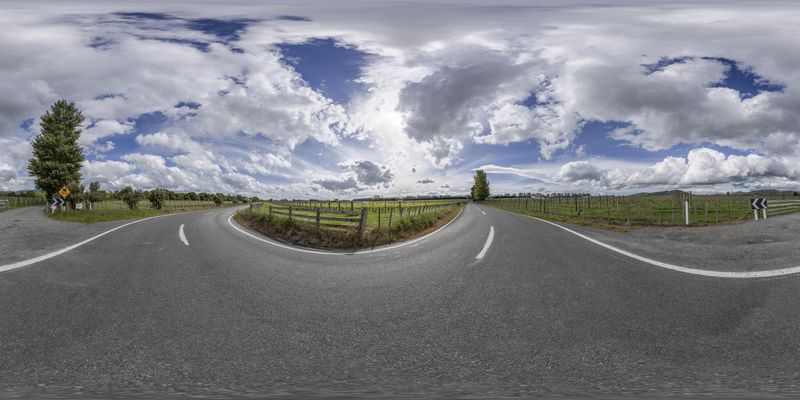 Empty Road Through Rural Landscape and Green Fields HDRi Maps and ...