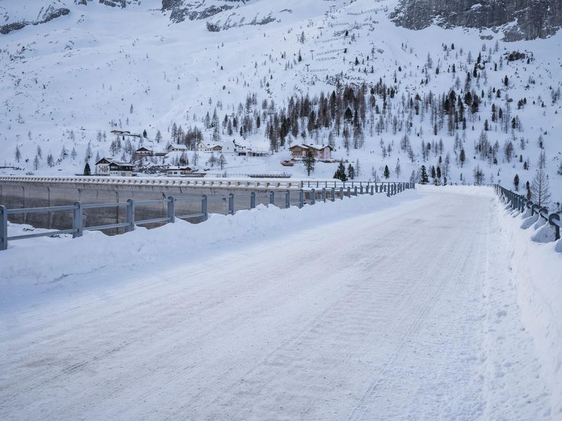 Empty Road and Snow Covered Mountains in Germany HDRi Maps and Backplates