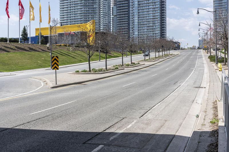 Empty road in suburban Toronto with buildings and flags HDRi Maps and ...
