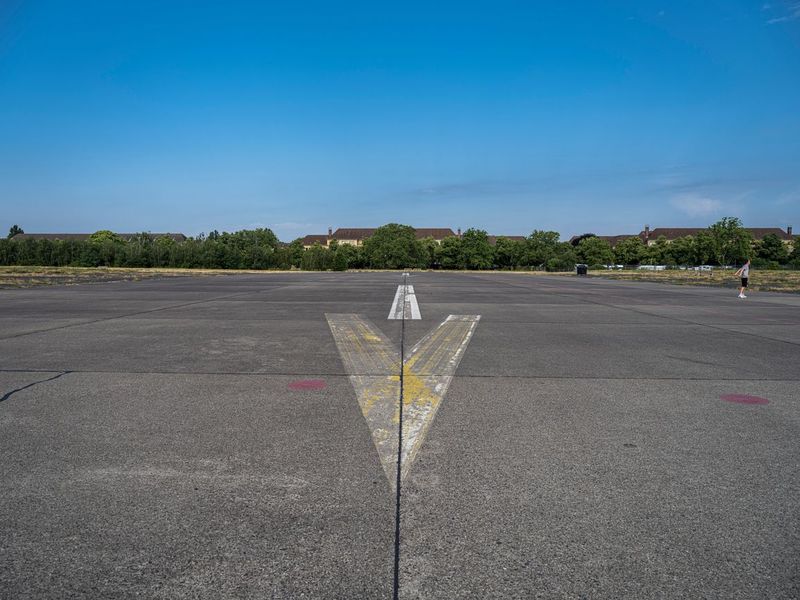 Empty Runway at Berlin Airport in Clear Sky Day HDRi Maps and Backplates