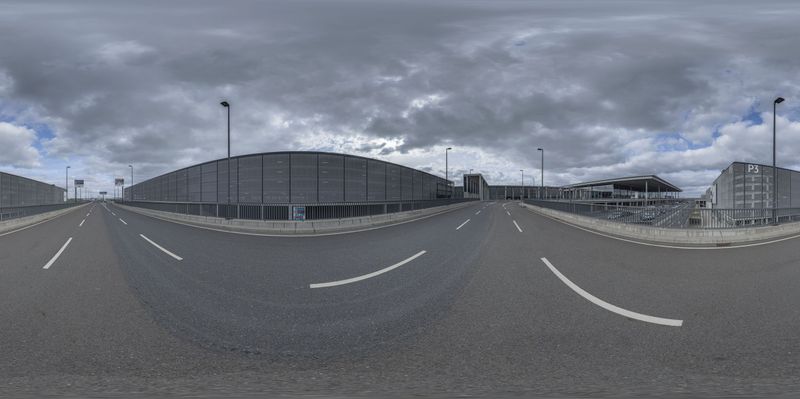 An Empty Street Leading to the Airport in Berlin HDRi Maps and Backplates